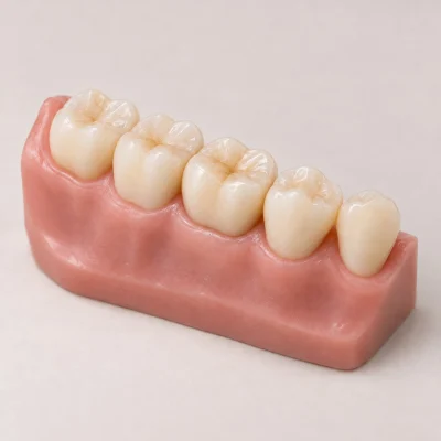 Teaching model showing a tooth-coloured zirconia crown